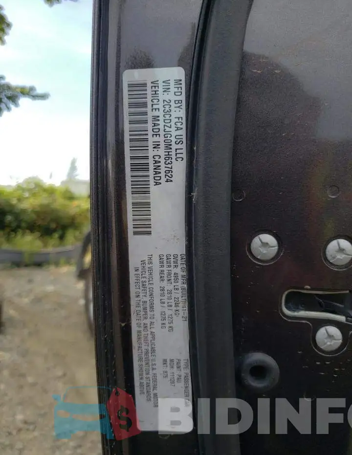 2C3CDZJG0MH637624 Photo# 10