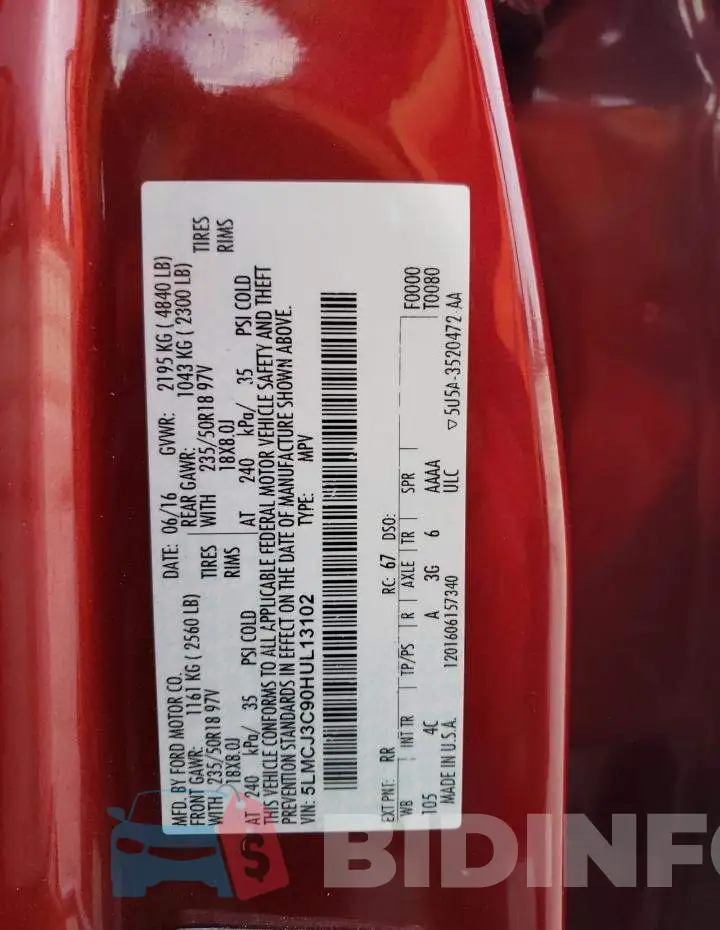 5LMCJ3C90HUL13102 Photo# 10