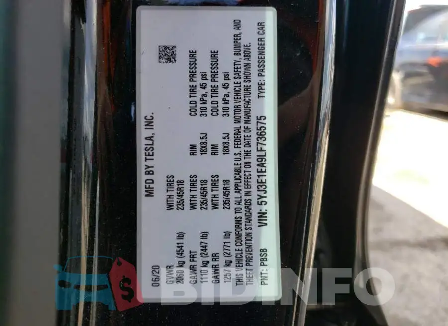 5YJ3E1EA9LF736575 Photo# 10