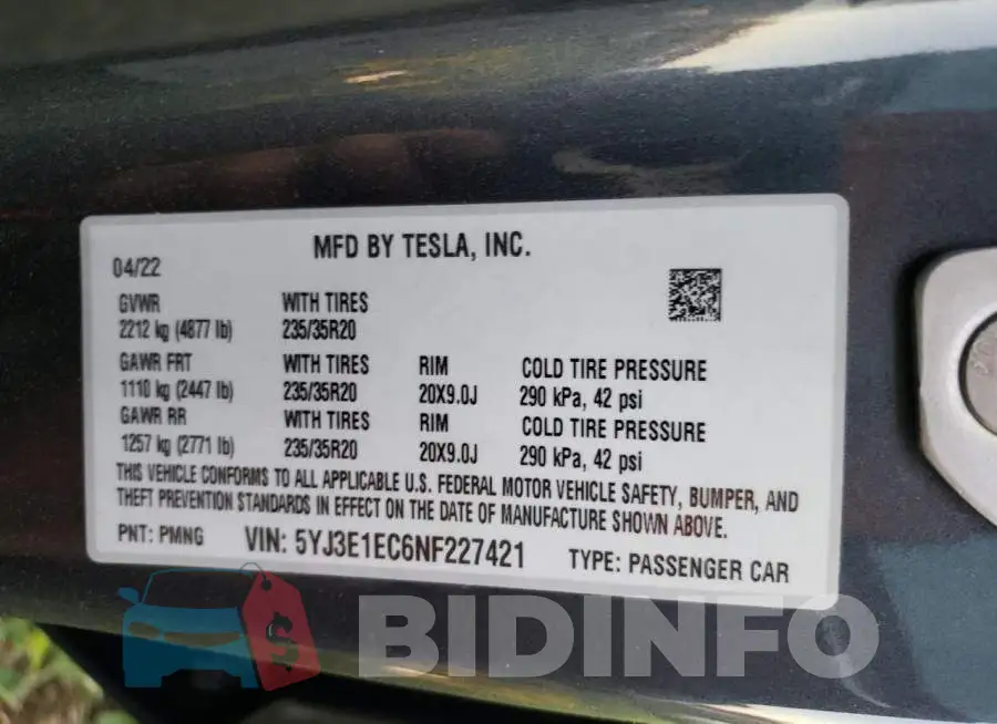 5YJ3E1EC6NF227421 Photo# 10