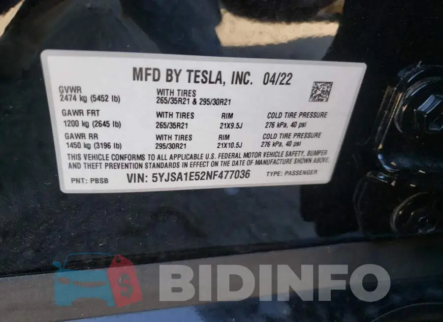 5YJSA1E52NF477036 Photo# 10