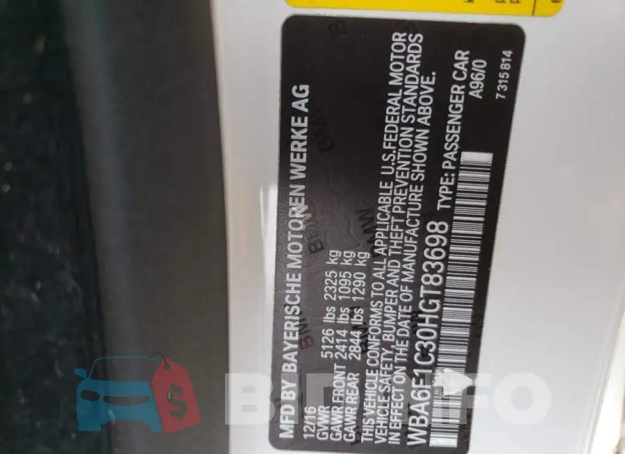 WBA6F1C30HGT83698 Photo# 10