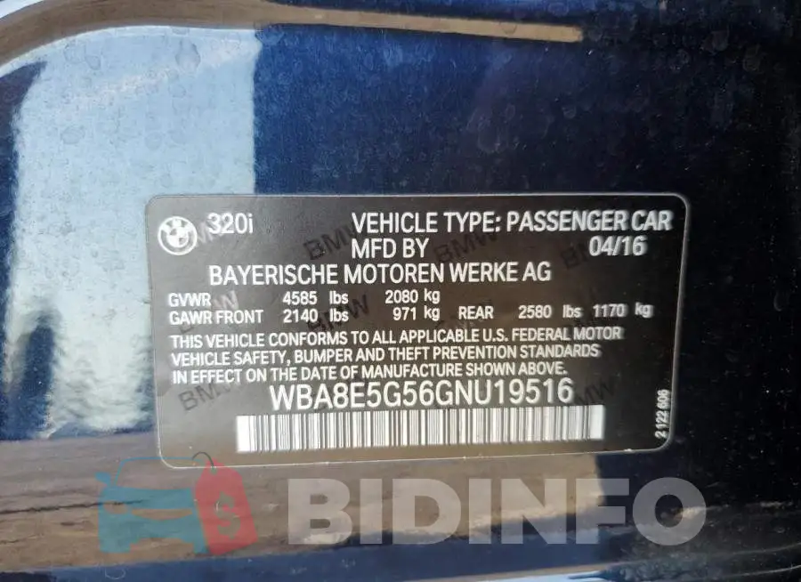 WBA8E5G56GNU19516 Photo# 10