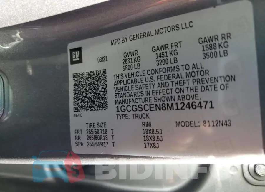 1GCGSCEN8M1246471 Photo# 10