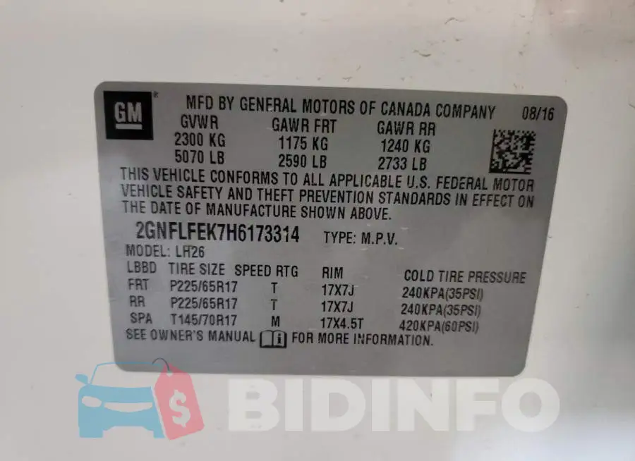 2GNFLFEK7H6173314 Photo# 10