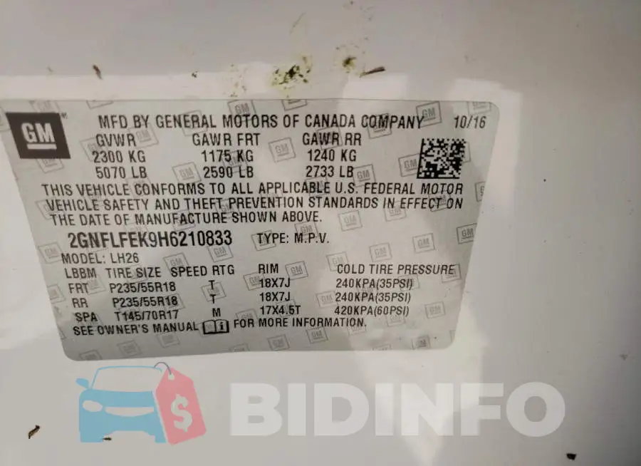 2GNFLFEK9H6210833 Photo# 10