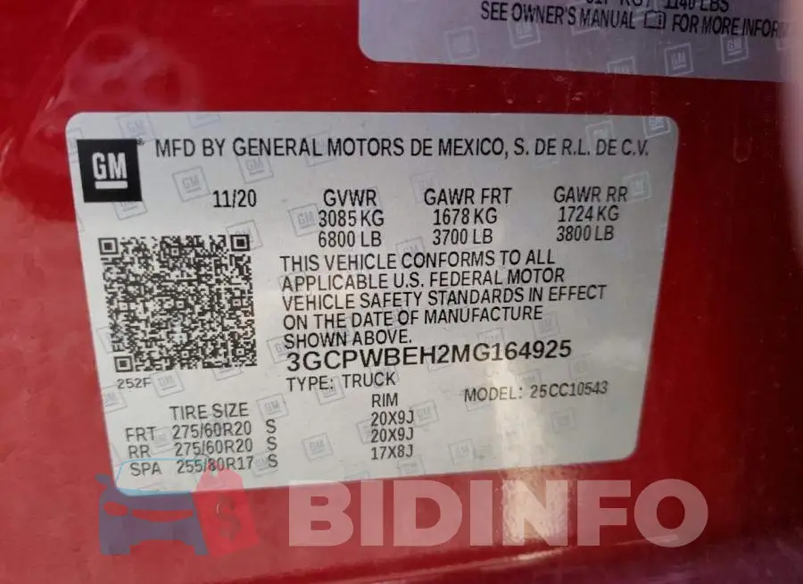 3GCPWBEH2MG164925 Photo# 10