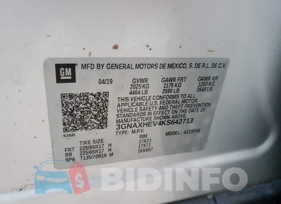 3GNAXHEV4KS642713 Photo# 10