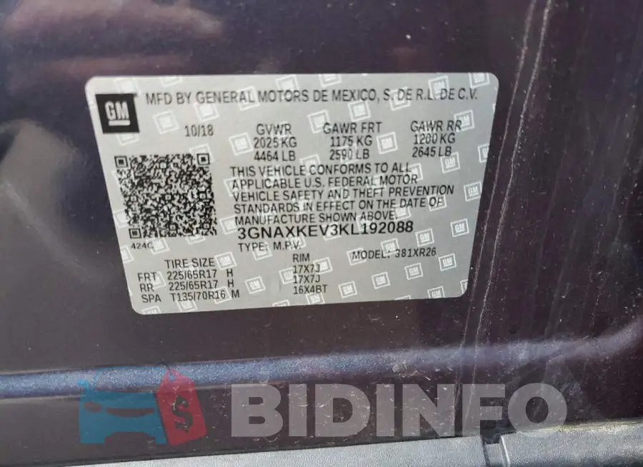 3GNAXKEV3KL192088 Photo# 10
