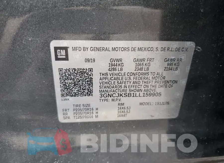 3GNCJKSB1LL159905 Photo# 10