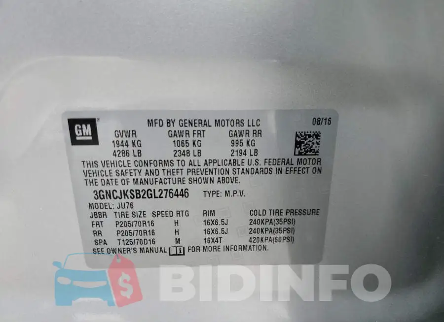 3GNCJKSB2GL276446 Photo# 10