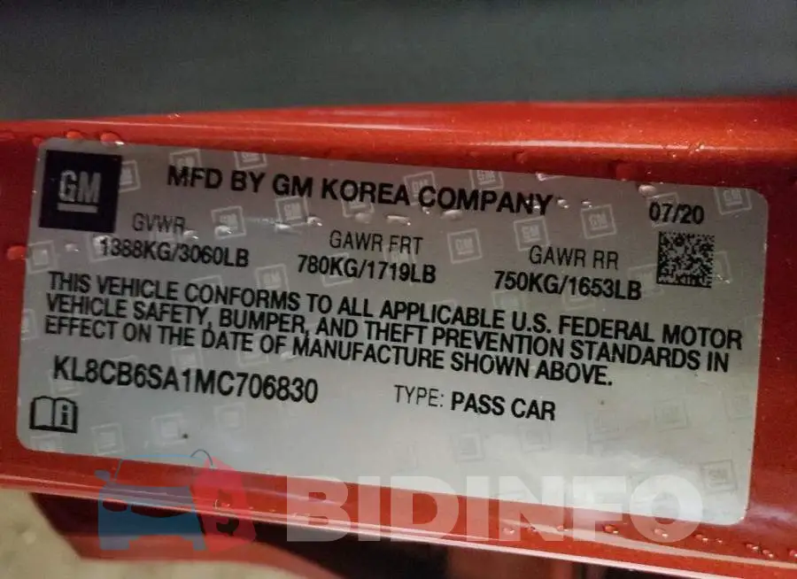 KL8CB6SA1MC706830 Photo# 10