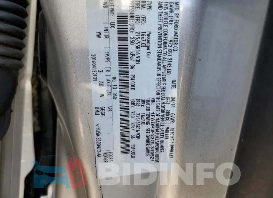 1FADP3F22GL319521 Photo# 10