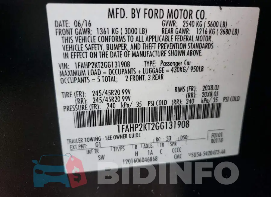 1FAHP2KT2GG131908 Photo# 10