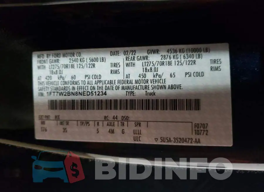 1FT7W2BN8NED51234 Photo# 10