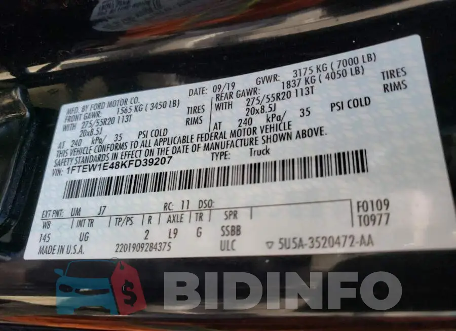 1FTEW1E48KFD39207 Photo# 10