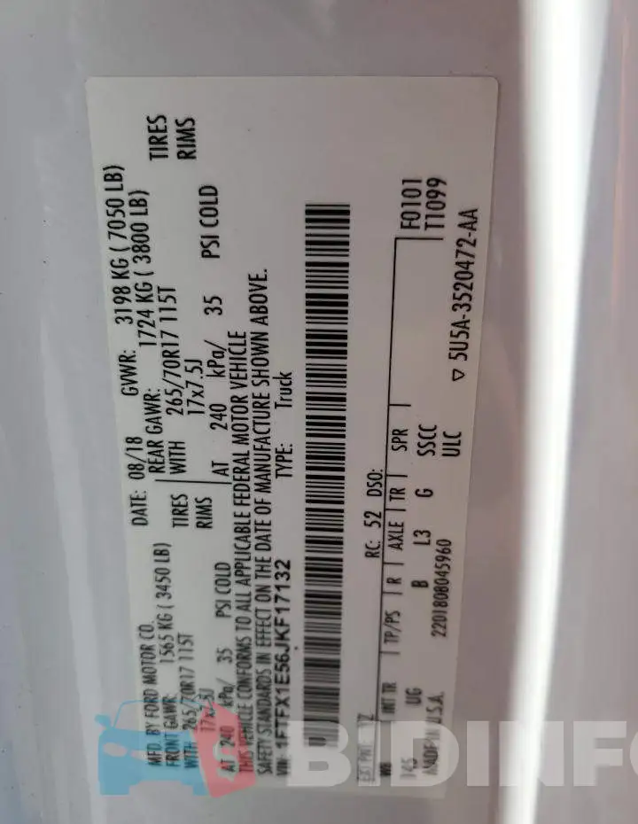 1FTFX1E56JKF17132 Photo# 10