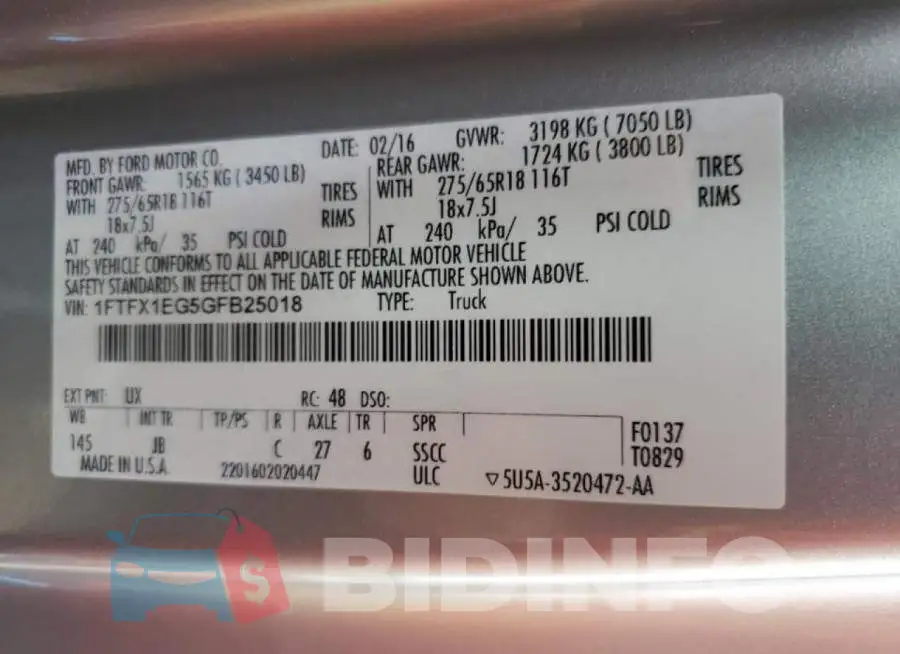 1FTFX1EG5GFB25018 Photo# 10