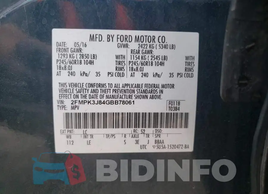 2FMPK3J84GBB78061 Photo# 10