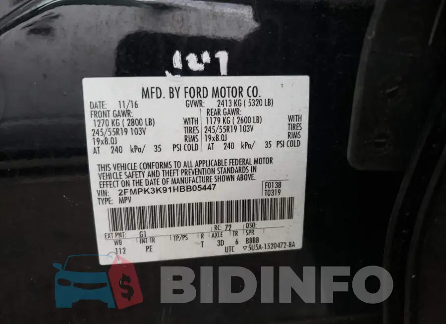 2FMPK3K91HBB05447 Photo# 10