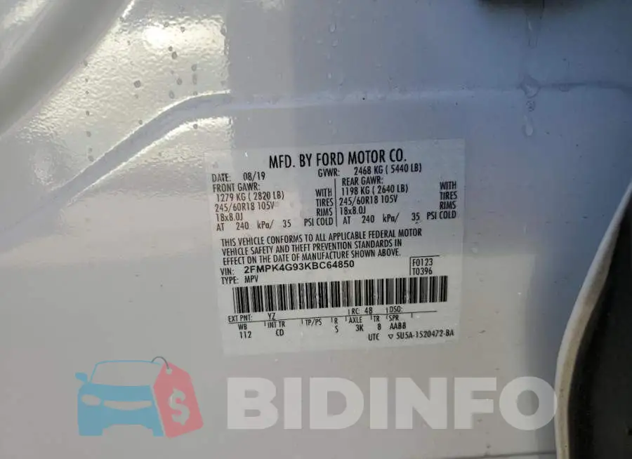 2FMPK4G93KBC64850 Photo# 10