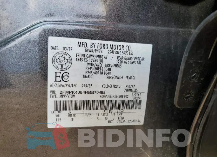 2FMPK4J84HBB70498 Photo# 10