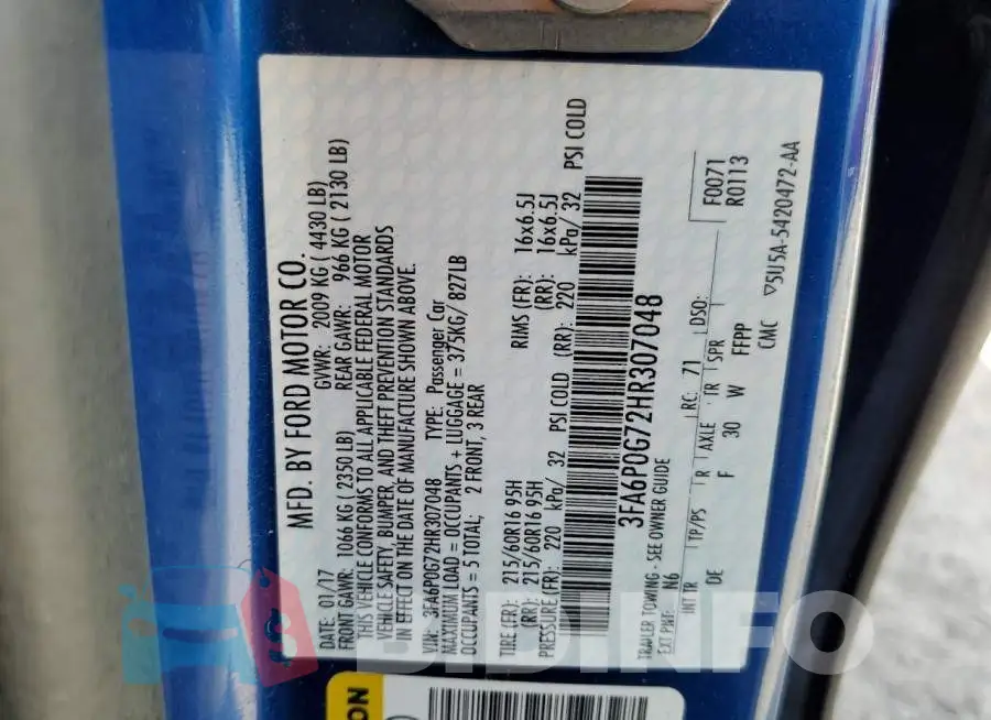 3FA6P0G72HR307048 Photo# 10