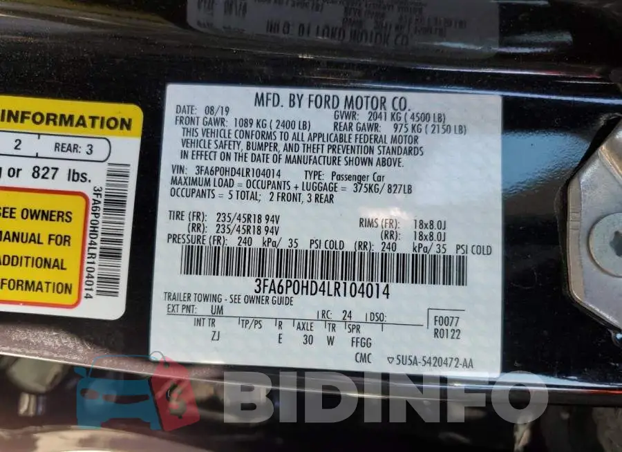 3FA6P0HD4LR104014 Photo# 10