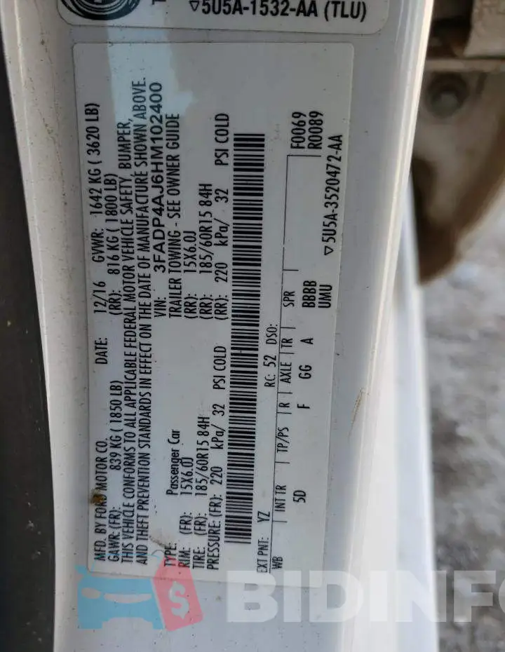 3FADP4AJ6HM102400 Photo# 10