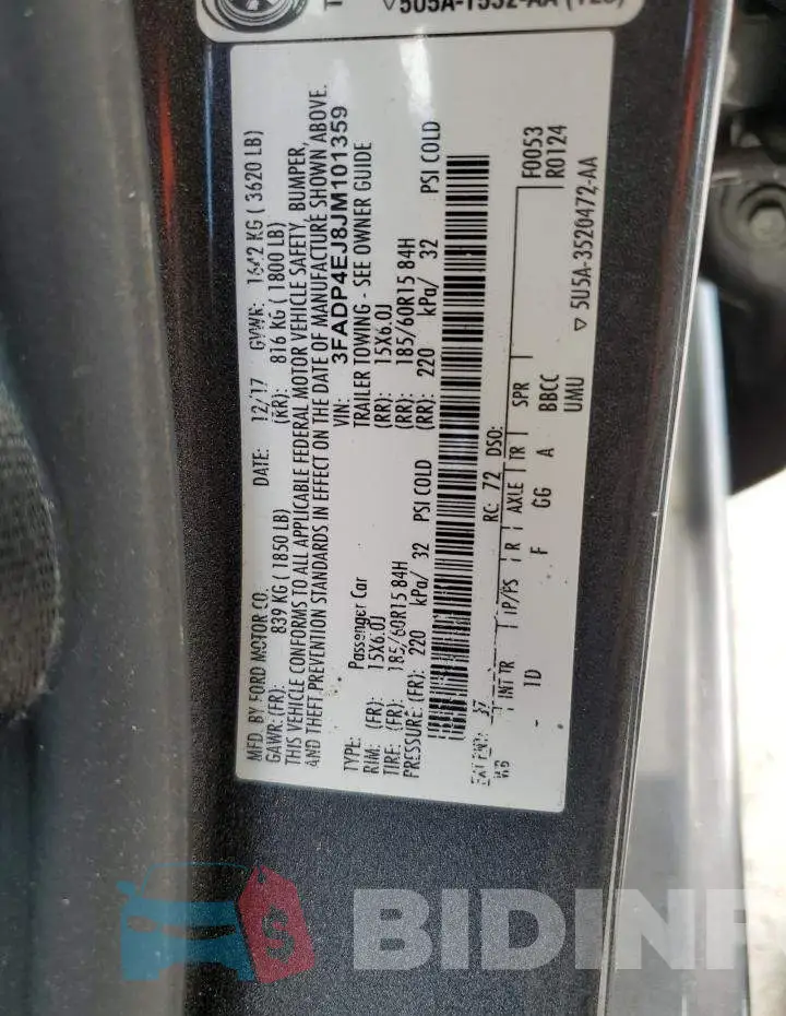 3FADP4EJ8JM101359 Photo# 10