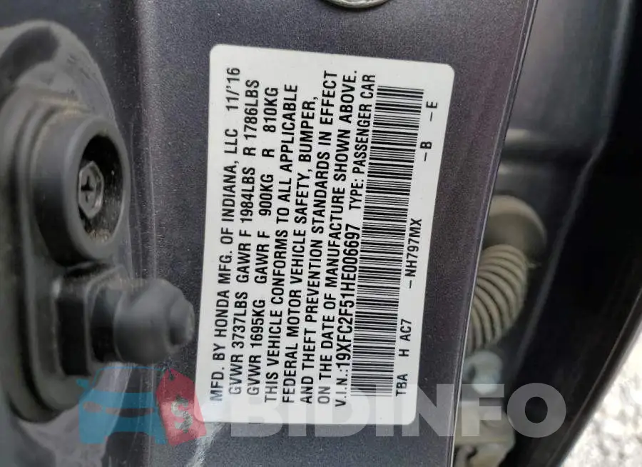 19XFC2F51HE006697 Photo# 10
