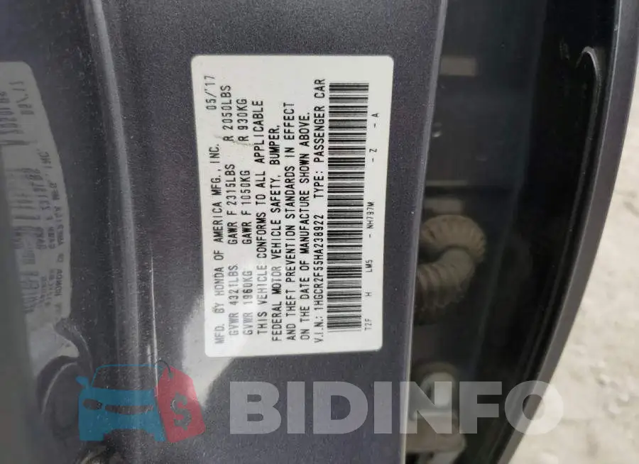 1HGCR2F55HA238922 Photo# 10