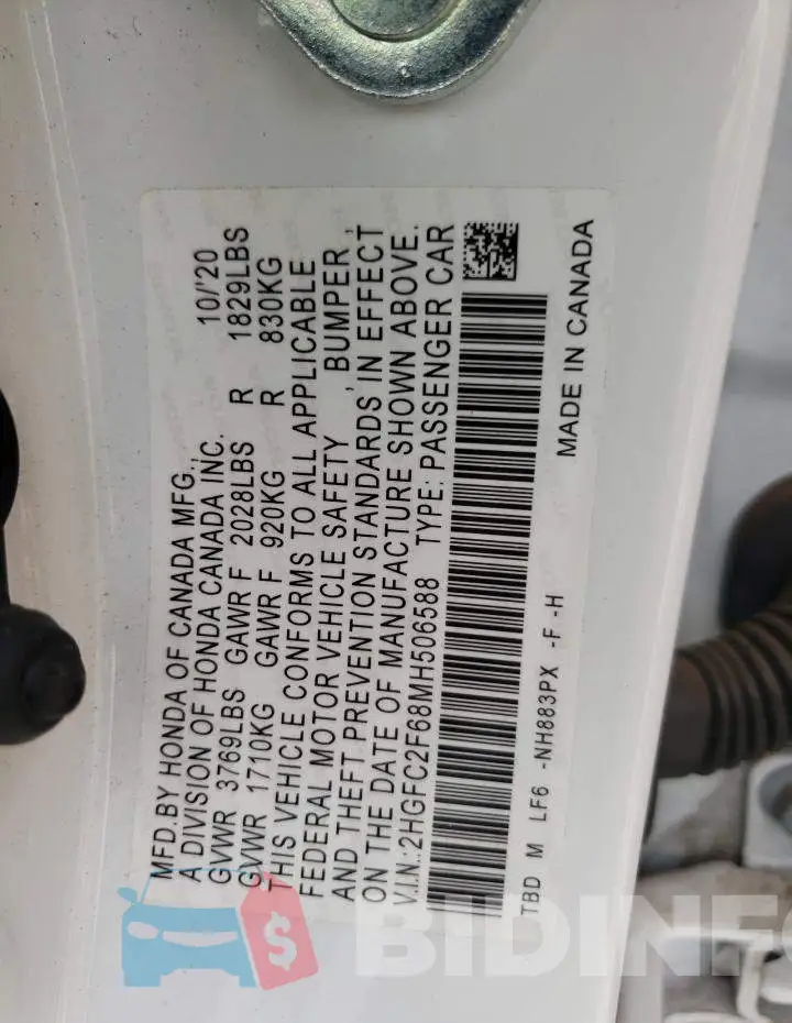 2HGFC2F68MH506588 Photo# 10