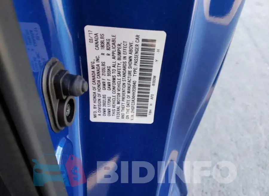 2HGFC3A34HH359940 Photo# 10