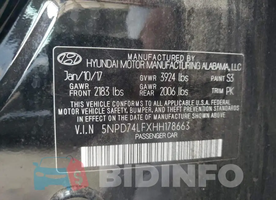 5NPD74LFXHH178663 Photo# 10