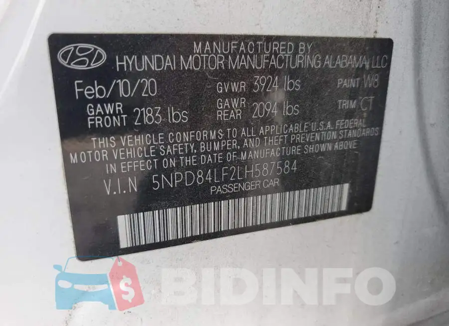 5NPD84LF2LH587584 Photo# 10