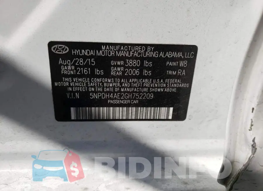 5NPDH4AE2GH752209 Photo# 10