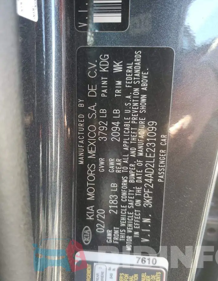 3KPF24AD2LE231099 Photo# 10