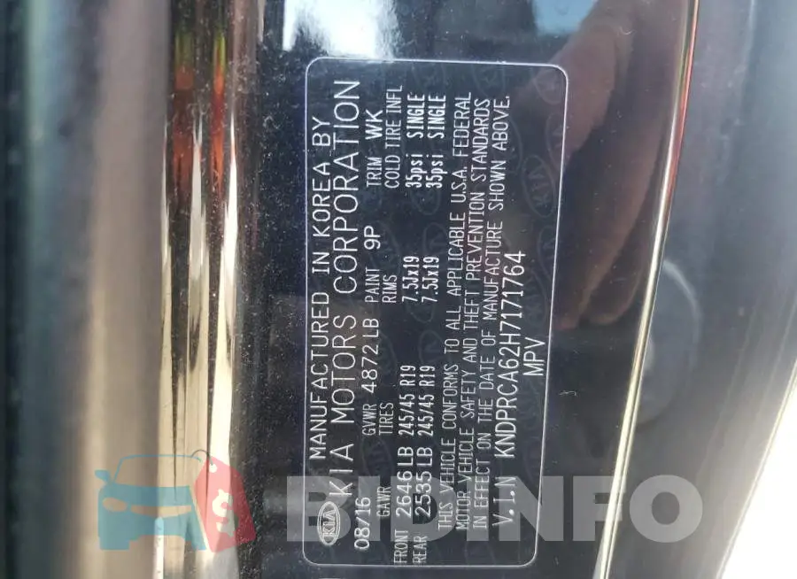 KNDPRCA62H7171764 Photo# 10