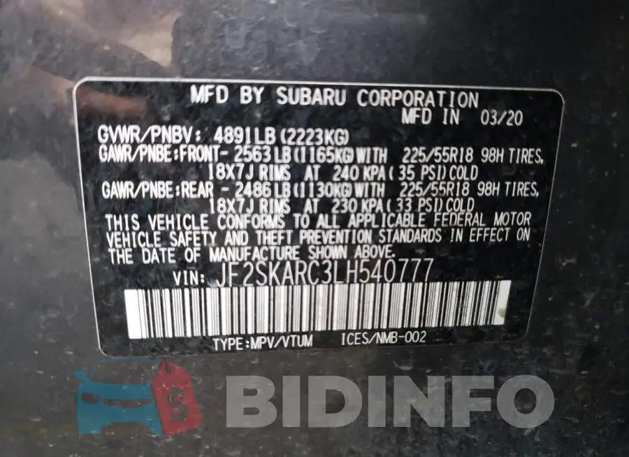 JF2SKARC3LH540777 Photo# 10