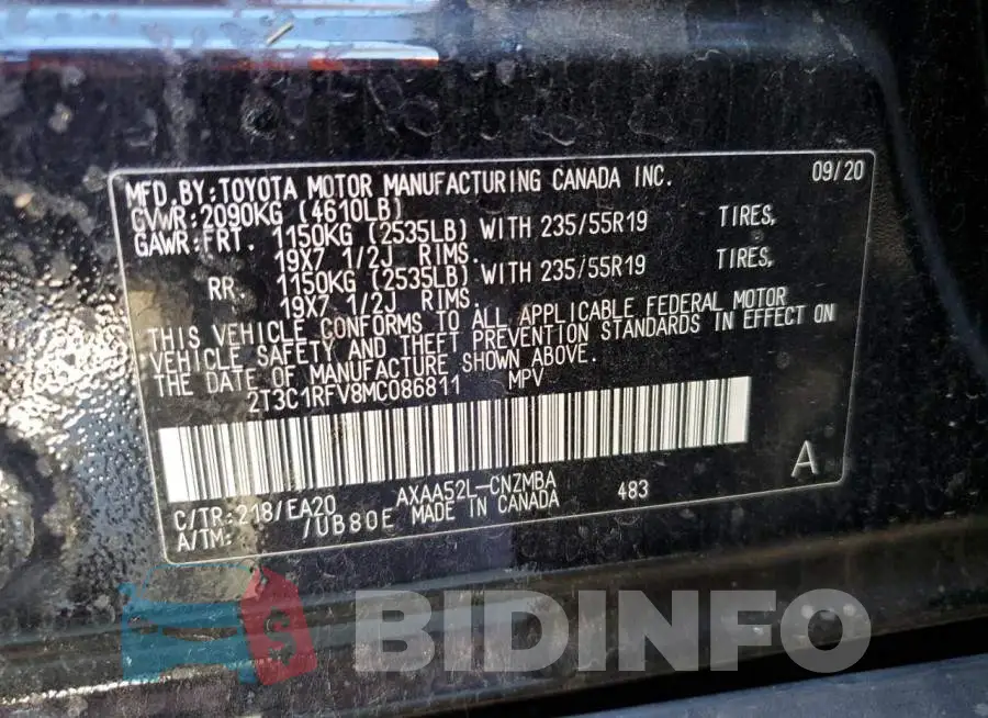 2T3C1RFV8MC086811 Photo# 10