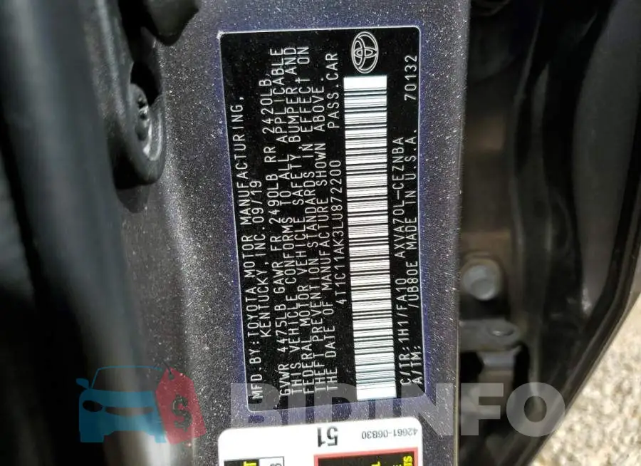 4T1C11AK3LU872200 Photo# 10