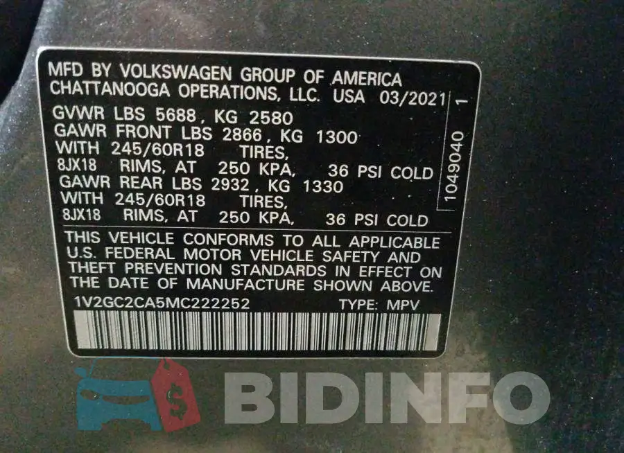 1V2GC2CA5MC222252 Photo# 10