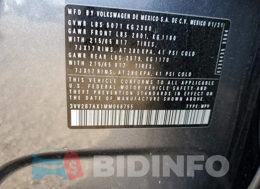 3VV2B7AX1MM068755 Photo# 10