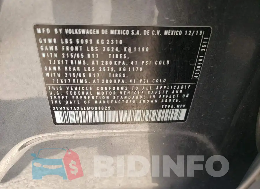 3VV2B7AX5LM081829 Photo# 10