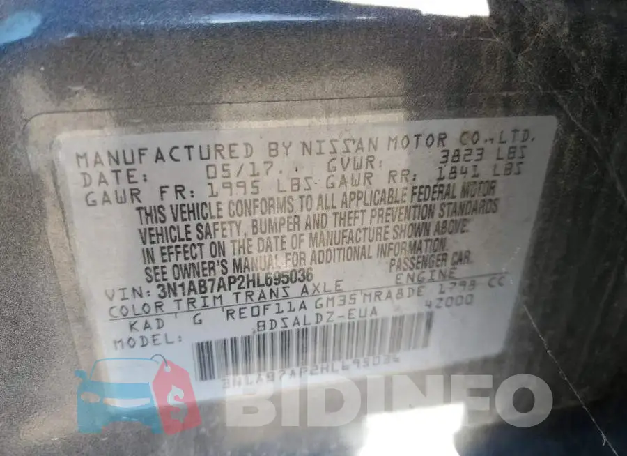 3N1AB7AP2HL695036 Photo# 10