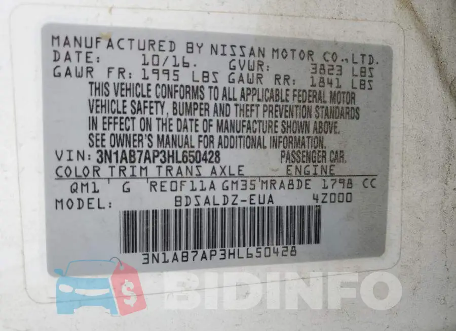 3N1AB7AP3HL650428 Photo# 10