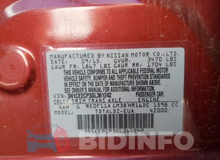 3N1CE2CP3GL361242 Photo# 10