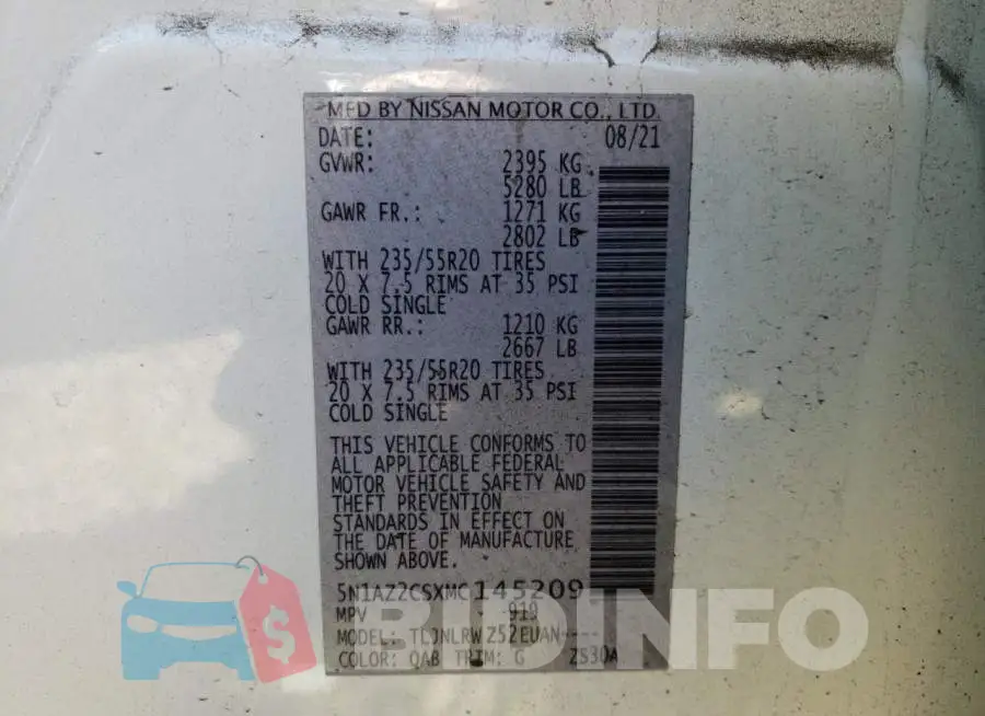 5N1AZ2CSXMC145209 Photo# 10