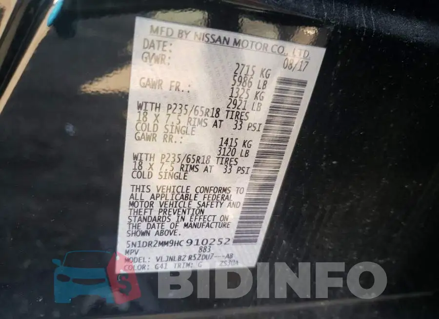 5N1DR2MM9HC910252 Photo# 10